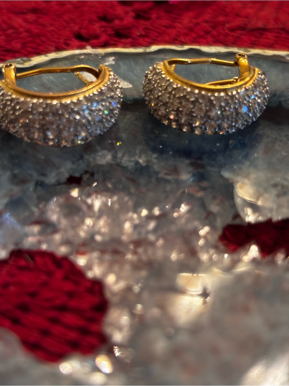 Gold-Tone Crystal Pave Hoop Earrings - White Crystal